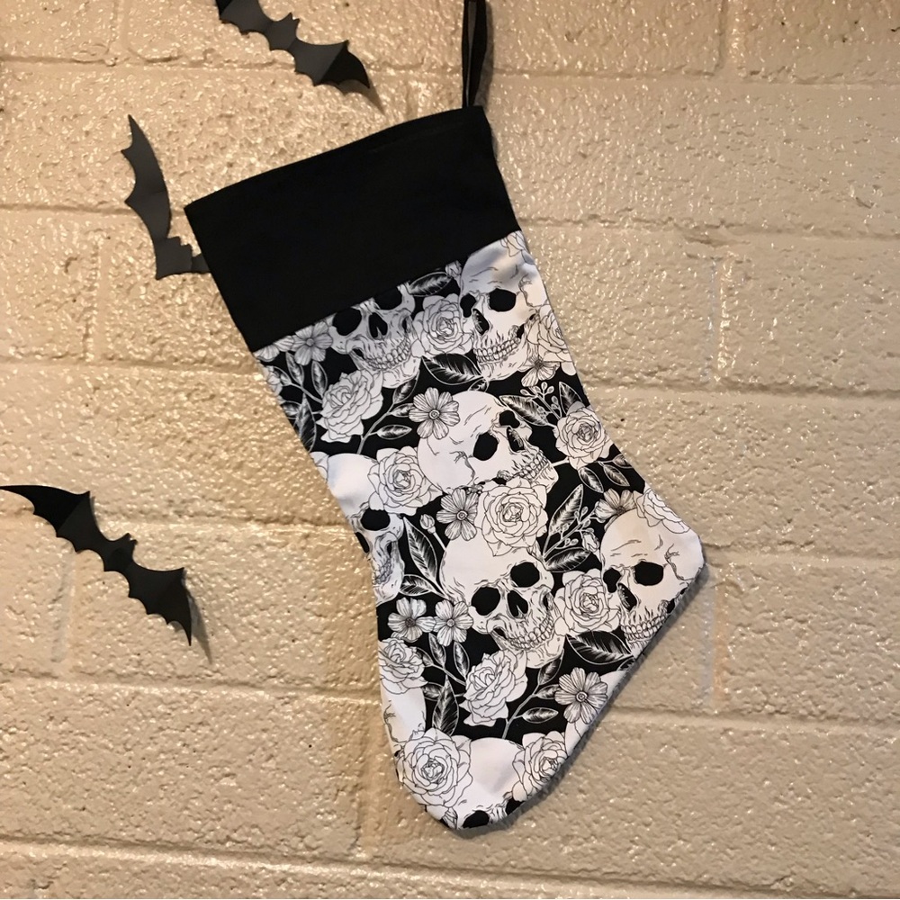 Gothic Halloween Stocking  Skull Roses